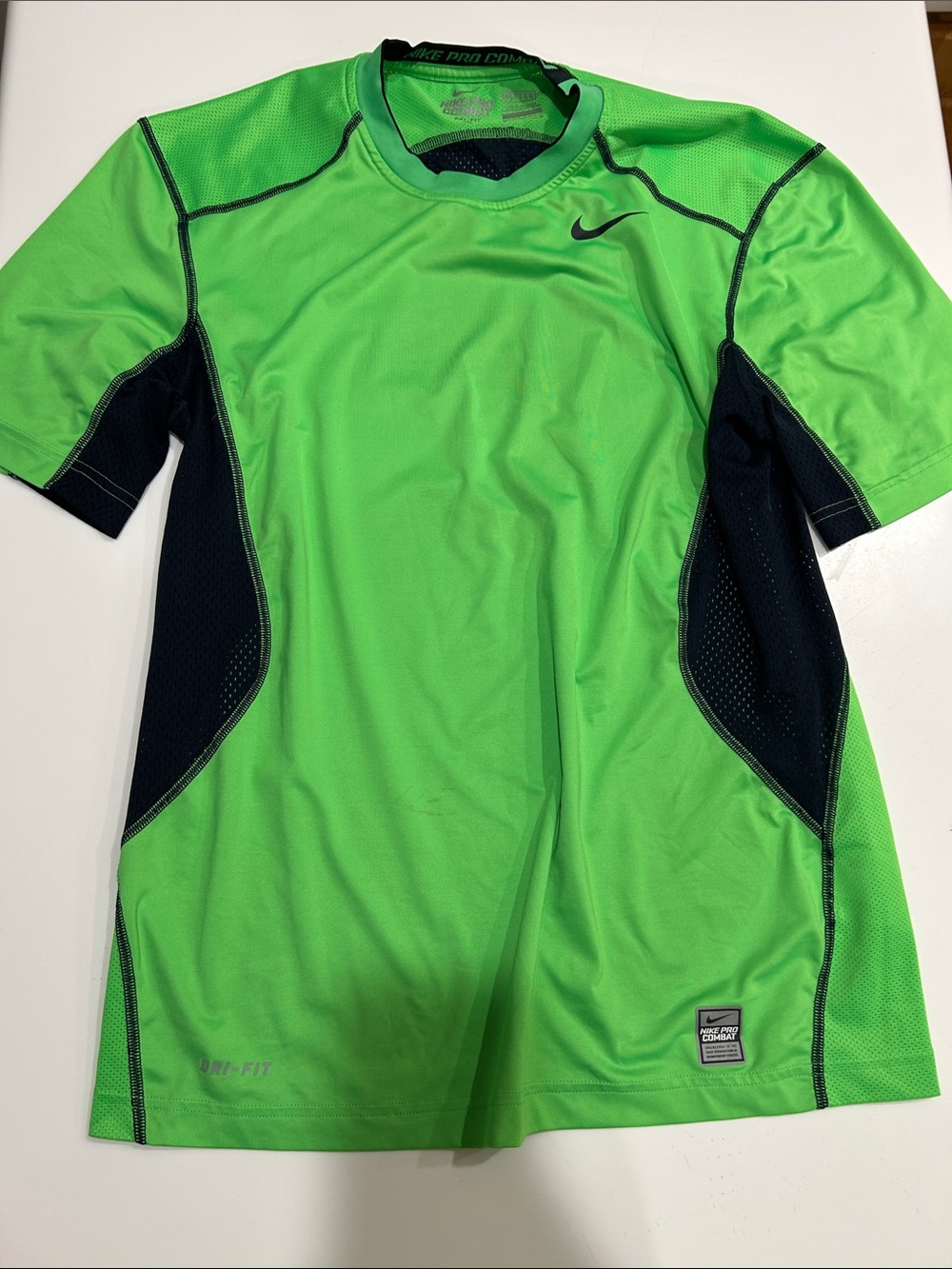 Nike Pro Combat Men’s Neon Green and Black Dri-FIT Training Shirt